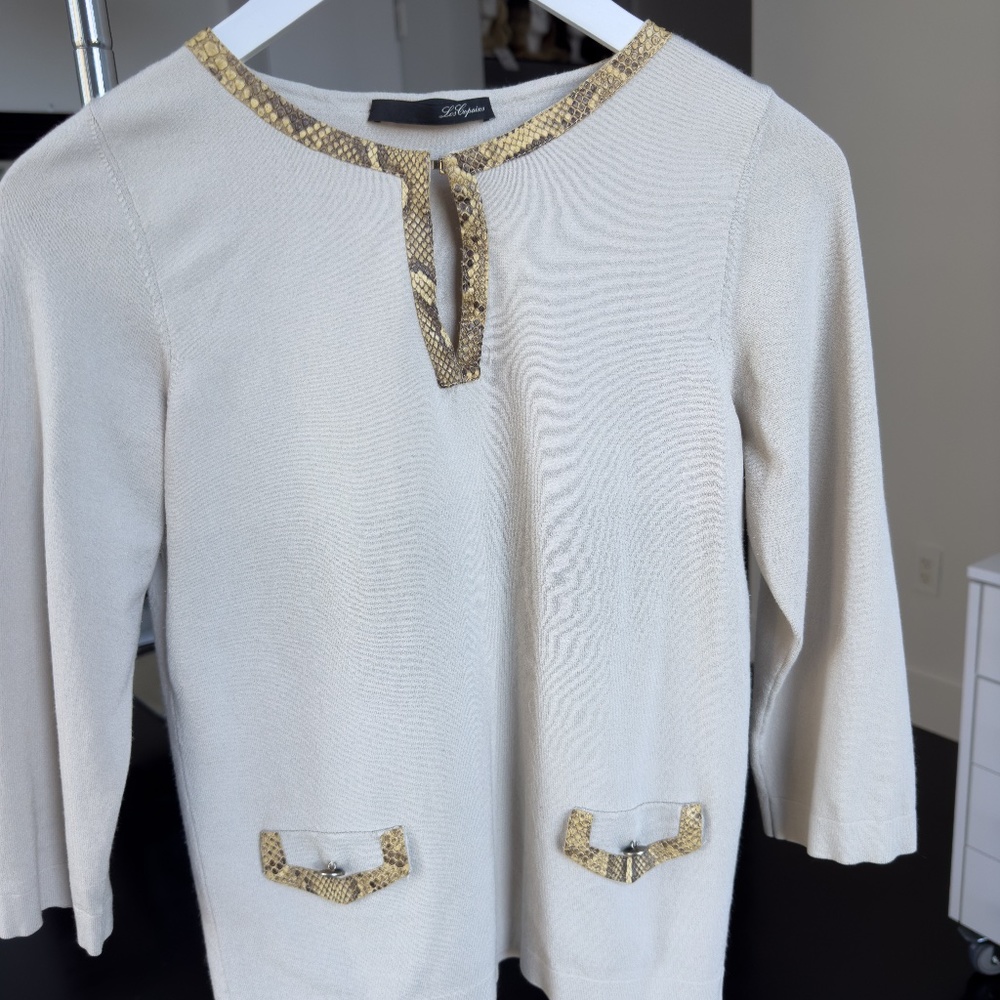 Les Copains Beige Top with Snakeskin Trim